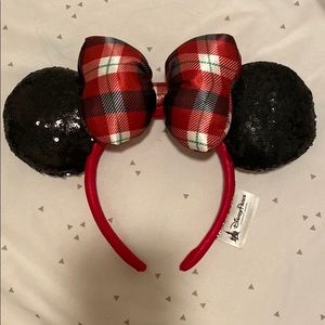Plaid bow sequin Christmas Minnie ears